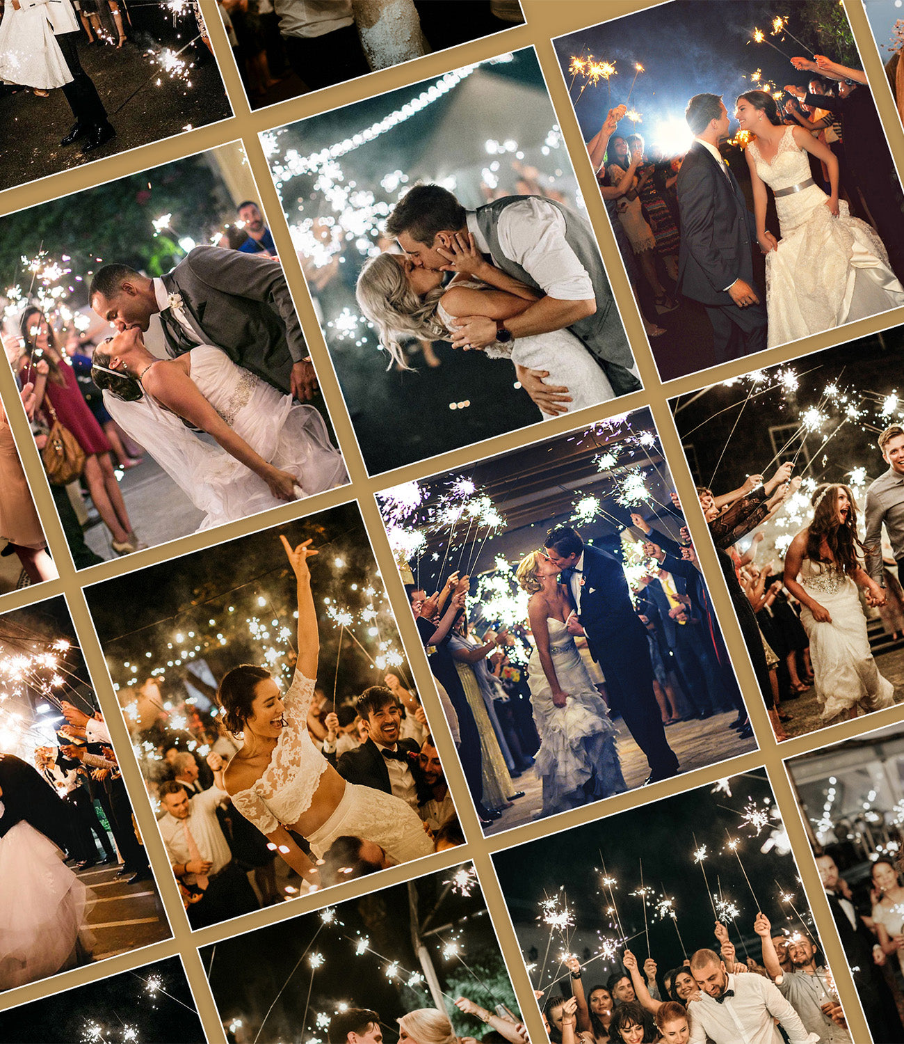 Newly Married Couples Performing Wedding Sparkler Send Offs