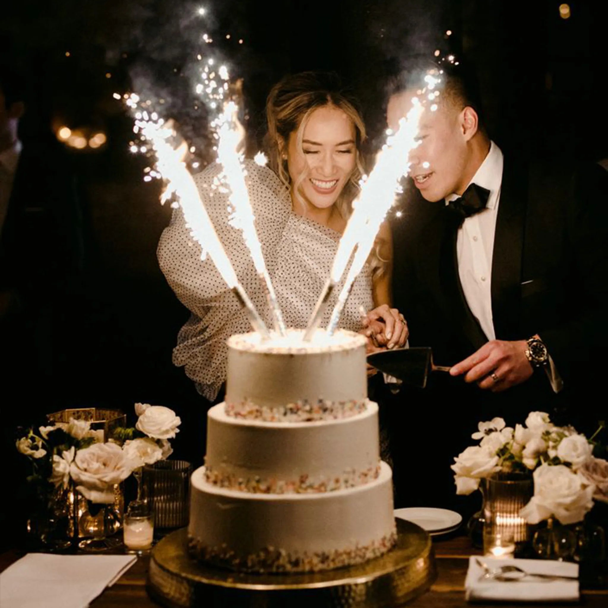 cake with sparklers